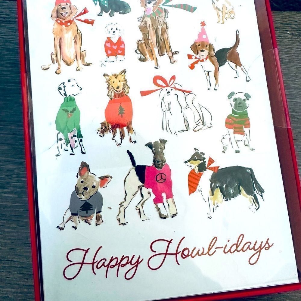 Happy Howlidays Christmas Dog Greeting Cards Set